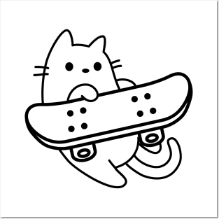 Cat Skateboard Throw Posters and Art